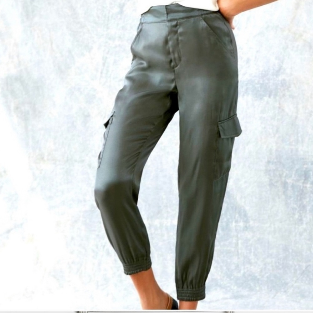NEW! Anthropologie Satin Cargo Pants In Cobalt Size Medium